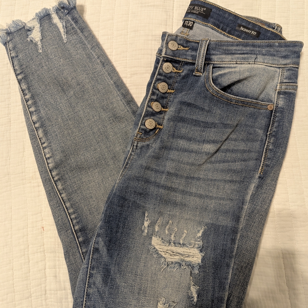 Judy Blue Light Blue Distressed Skinny Jeans